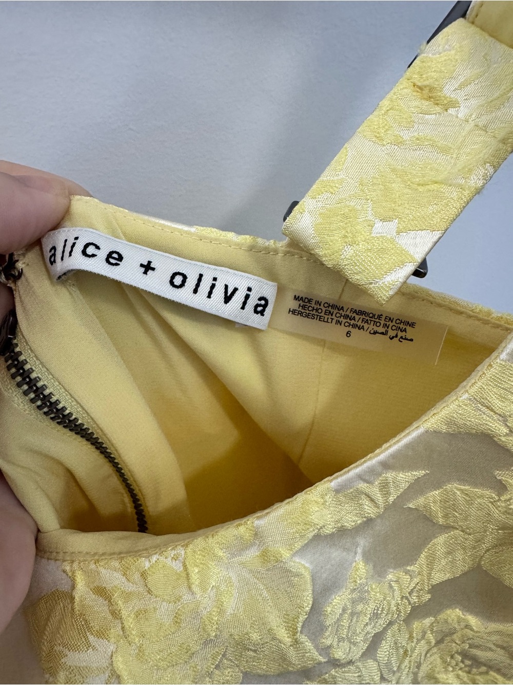 Alice + Olivia Yellow and White Floral Scoop-Neck Mini Dress - Picture 3 of 5